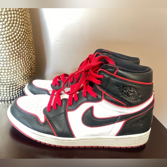 MEN’S NIKE AIR JORDAN I 1 RETRO OG HIGH BLOODLINE BLACK RED sz 12 - Picture 3 of 9